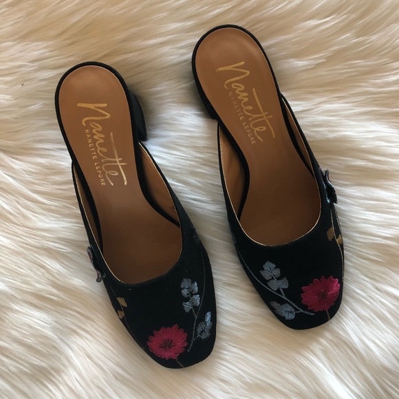 Nanette Lepore Peggy Embroidered Block Heel Mule - Picture 2 of 8